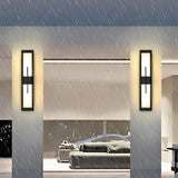 Modern Rectangular LED Outdoor Wall Sconce Waterproof Exterior Porch Light in Black
