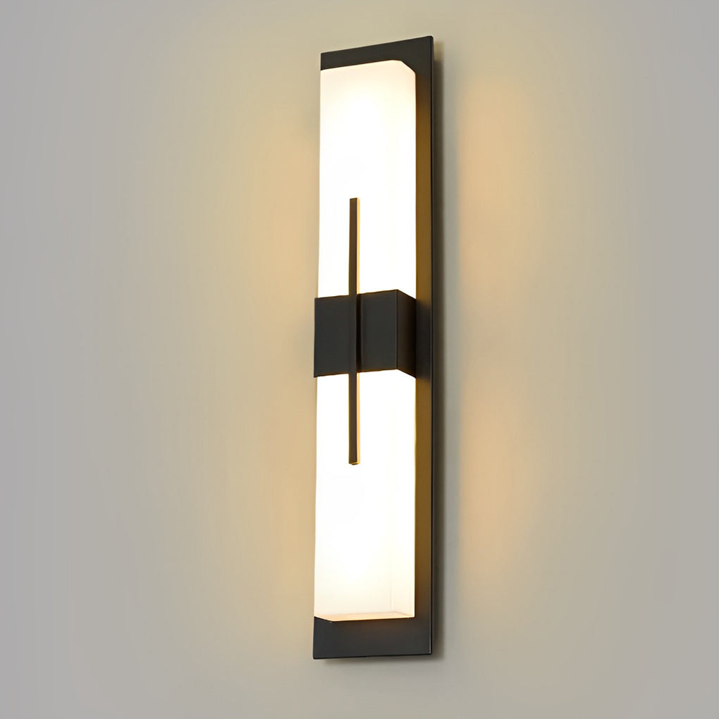 Modern Rectangular LED Outdoor Wall Sconce Waterproof Exterior Porch Light in Black