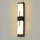 Modern Rectangular LED Outdoor Wall Sconce Waterproof Exterior Porch Light in Black