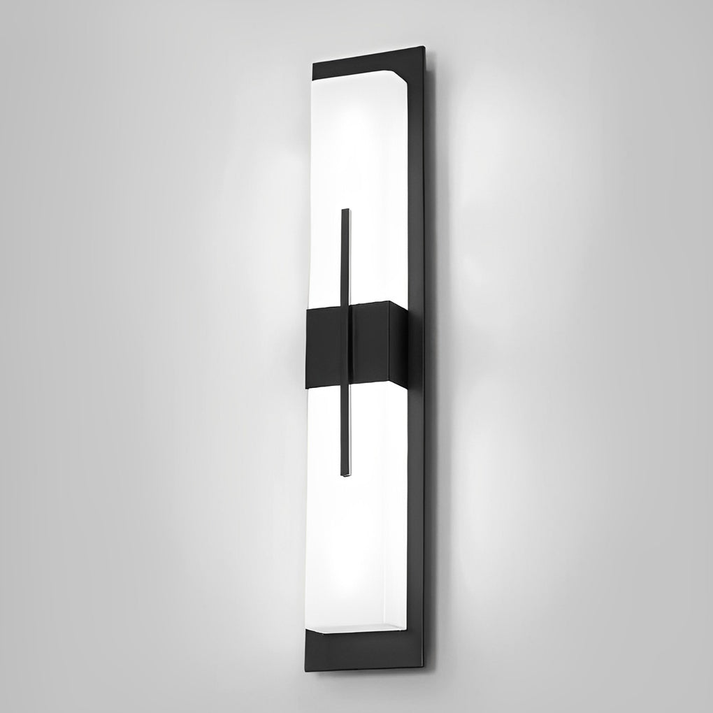 Modern Rectangular LED Outdoor Wall Sconce Waterproof Exterior Porch Light in Black