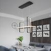 Modern Rectangular LED Pendant Light Fixture for Dining Room Black and Gold Finish