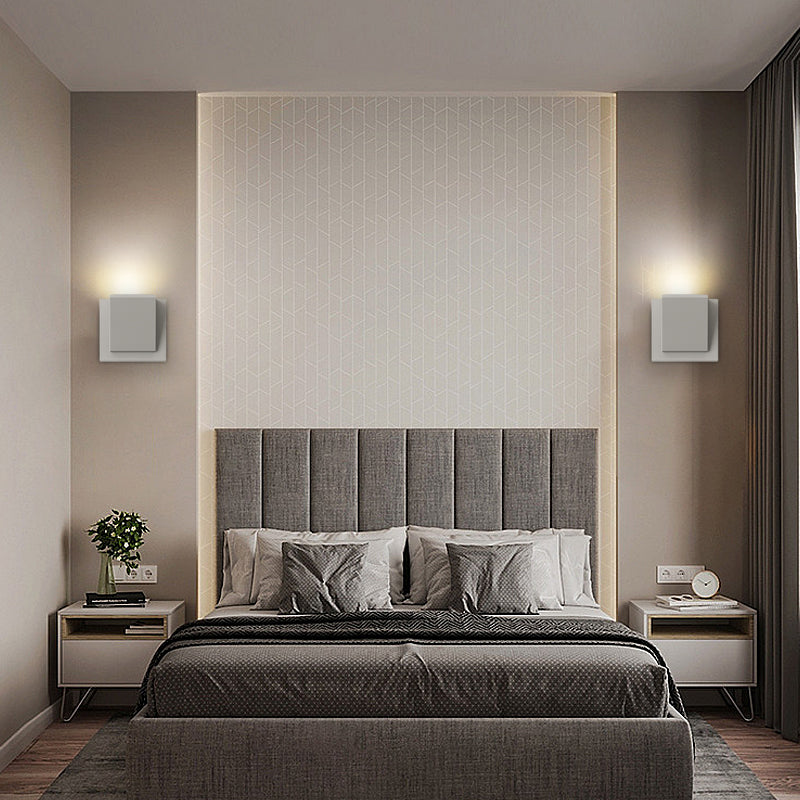 Modern Rectangular LED Wall Sconce Up and Down Light Fixture for Bedroom and Hallway