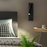 Modern Rectangular LED Wall Sconce with USB Charging Port and Manual Switch Bedside Reading Lamp
