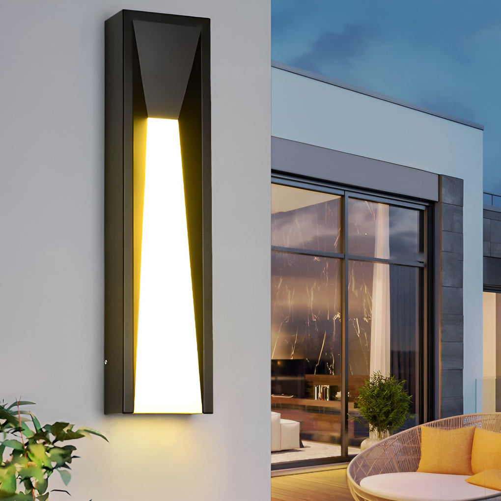 Modern Rectangular Outdoor LED Wall Sconce Waterproof 20W Stainless Steel Exterior Porch Lighting