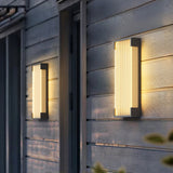 Modern Rectangular Outdoor LED Wall Sconce Waterproof Black Stainless Steel Exterior Light Fixture
