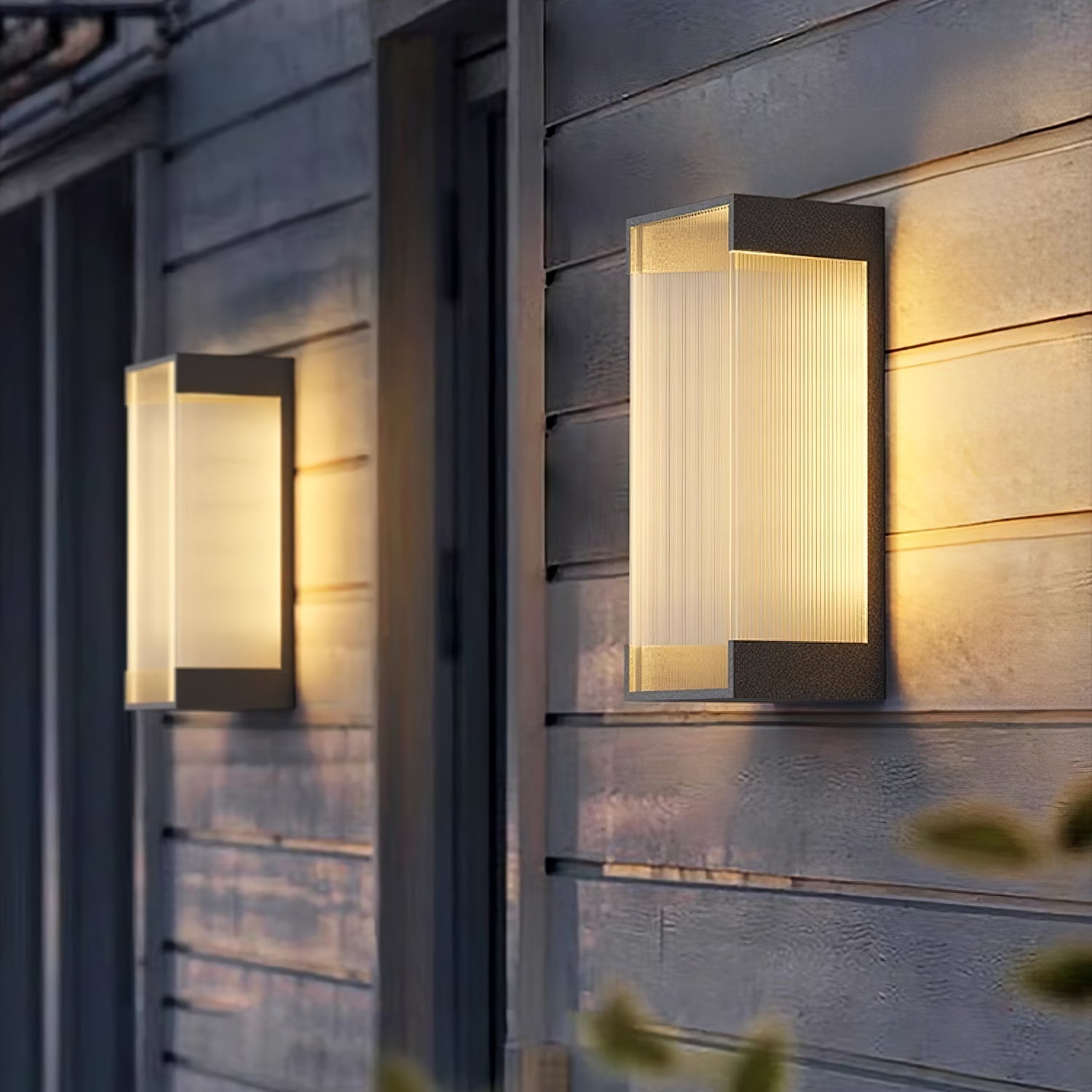 Modern Rectangular Outdoor LED Wall Sconce Waterproof Black Stainless Steel Exterior Light Fixture