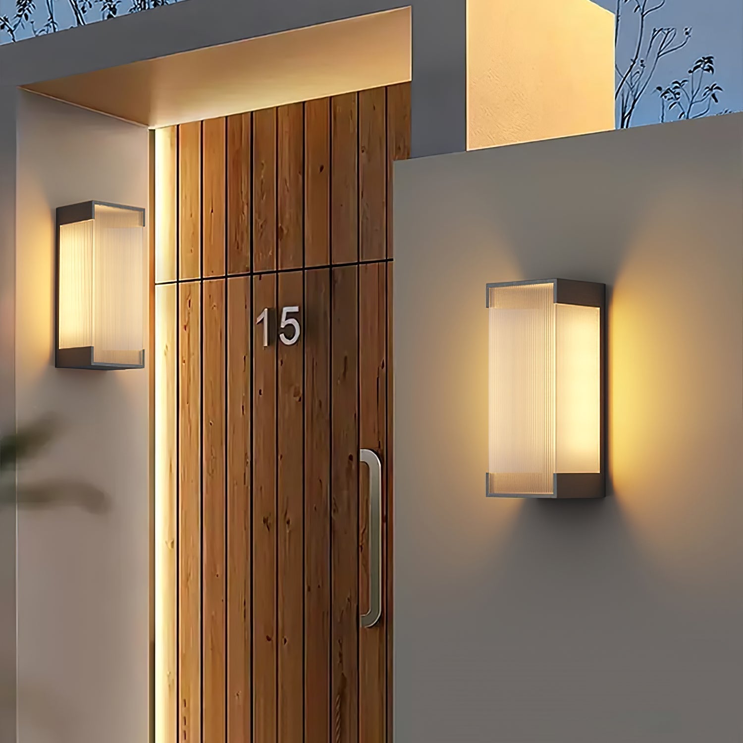 Modern Rectangular Outdoor LED Wall Sconce Waterproof Black Stainless Steel Exterior Light Fixture