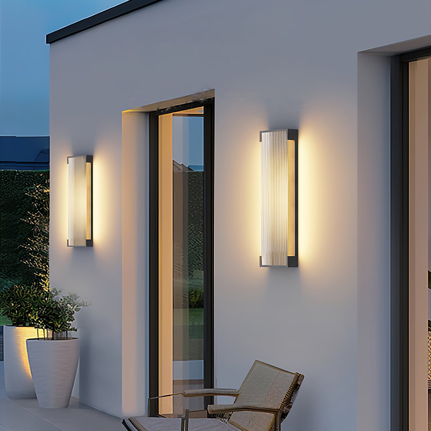 Modern Rectangular Outdoor LED Wall Sconce Waterproof Black Stainless Steel Exterior Light Fixture