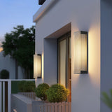 Modern Rectangular Outdoor LED Wall Sconce Waterproof Black Stainless Steel Exterior Light Fixture