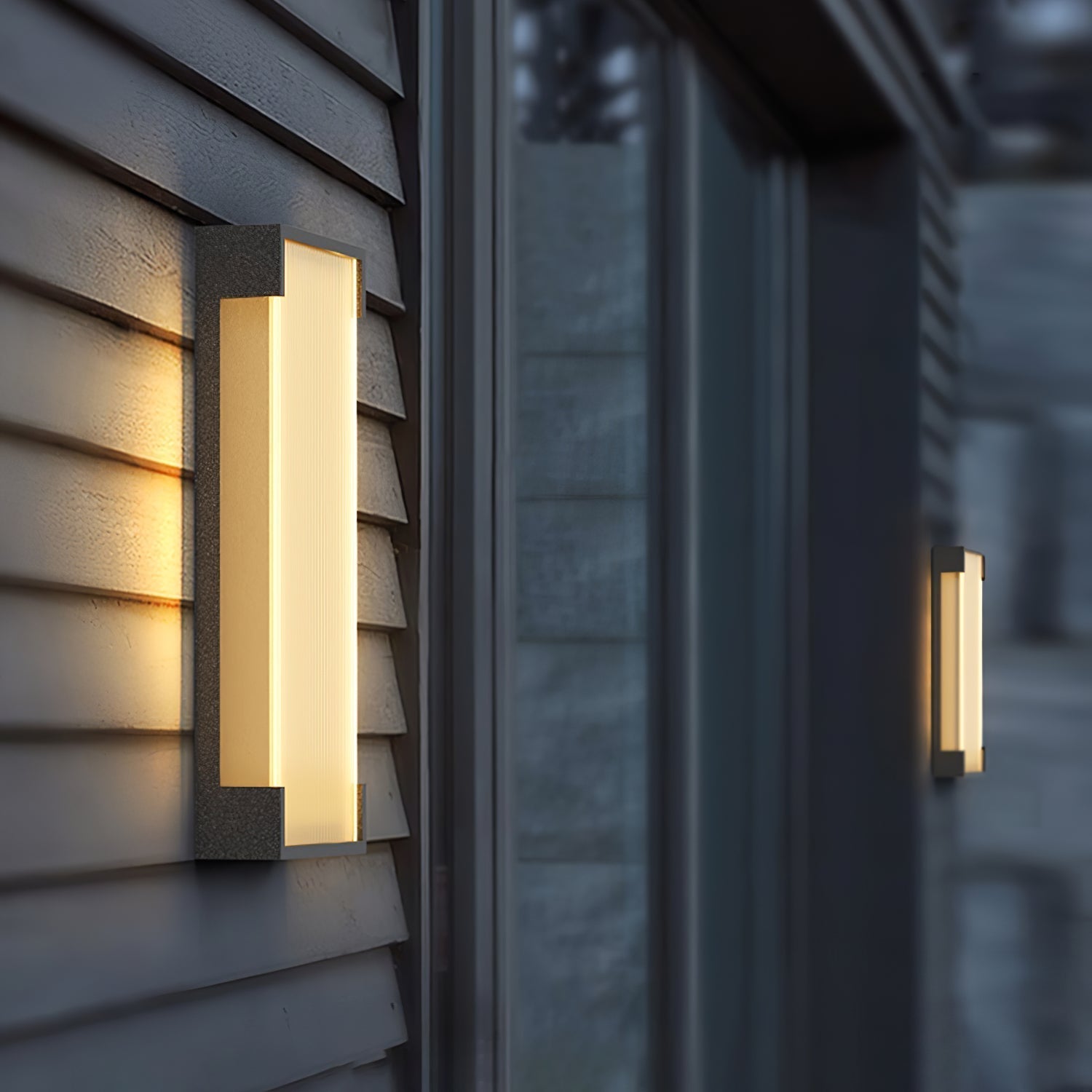 Modern Rectangular Outdoor LED Wall Sconce Waterproof Black Stainless Steel Exterior Light Fixture