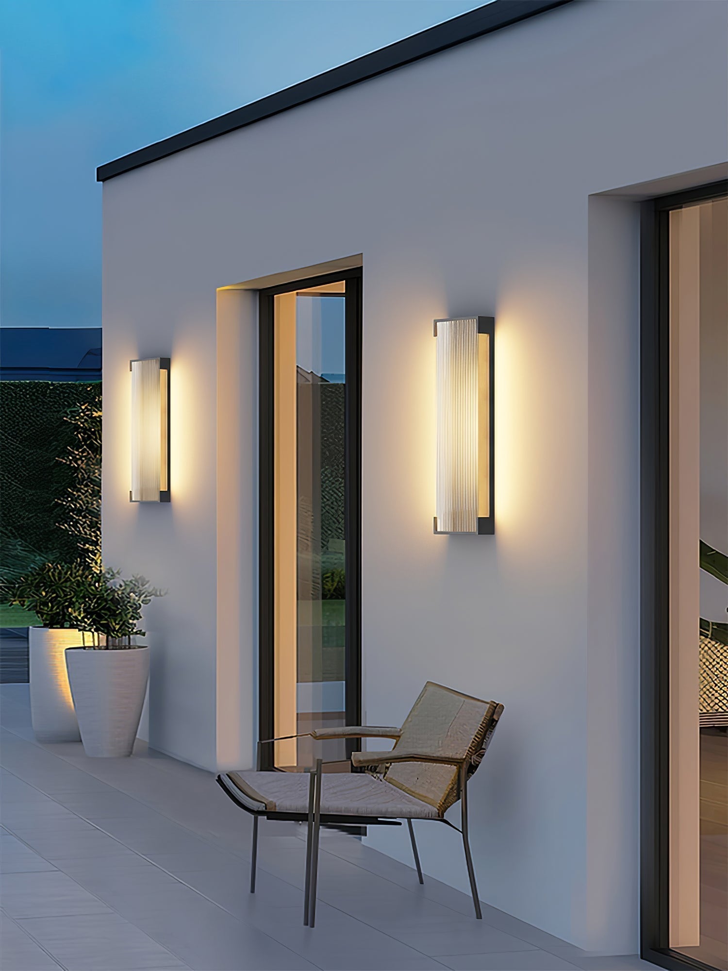 Modern Rectangular Outdoor LED Wall Sconce Waterproof Black Stainless Steel Exterior Light Fixture