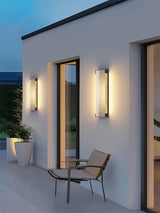 Modern Rectangular Outdoor LED Wall Sconce Waterproof Black Stainless Steel Exterior Light Fixture