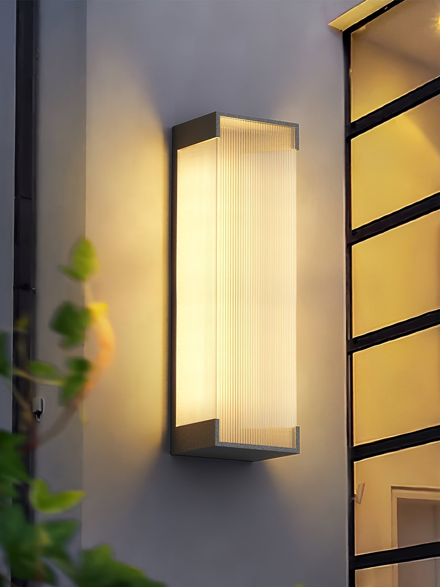 Modern Rectangular Outdoor LED Wall Sconce Waterproof Black Stainless Steel Exterior Light Fixture