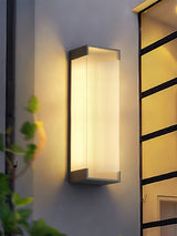 Modern Rectangular Outdoor LED Wall Sconce Waterproof Black Stainless Steel Exterior Light Fixture