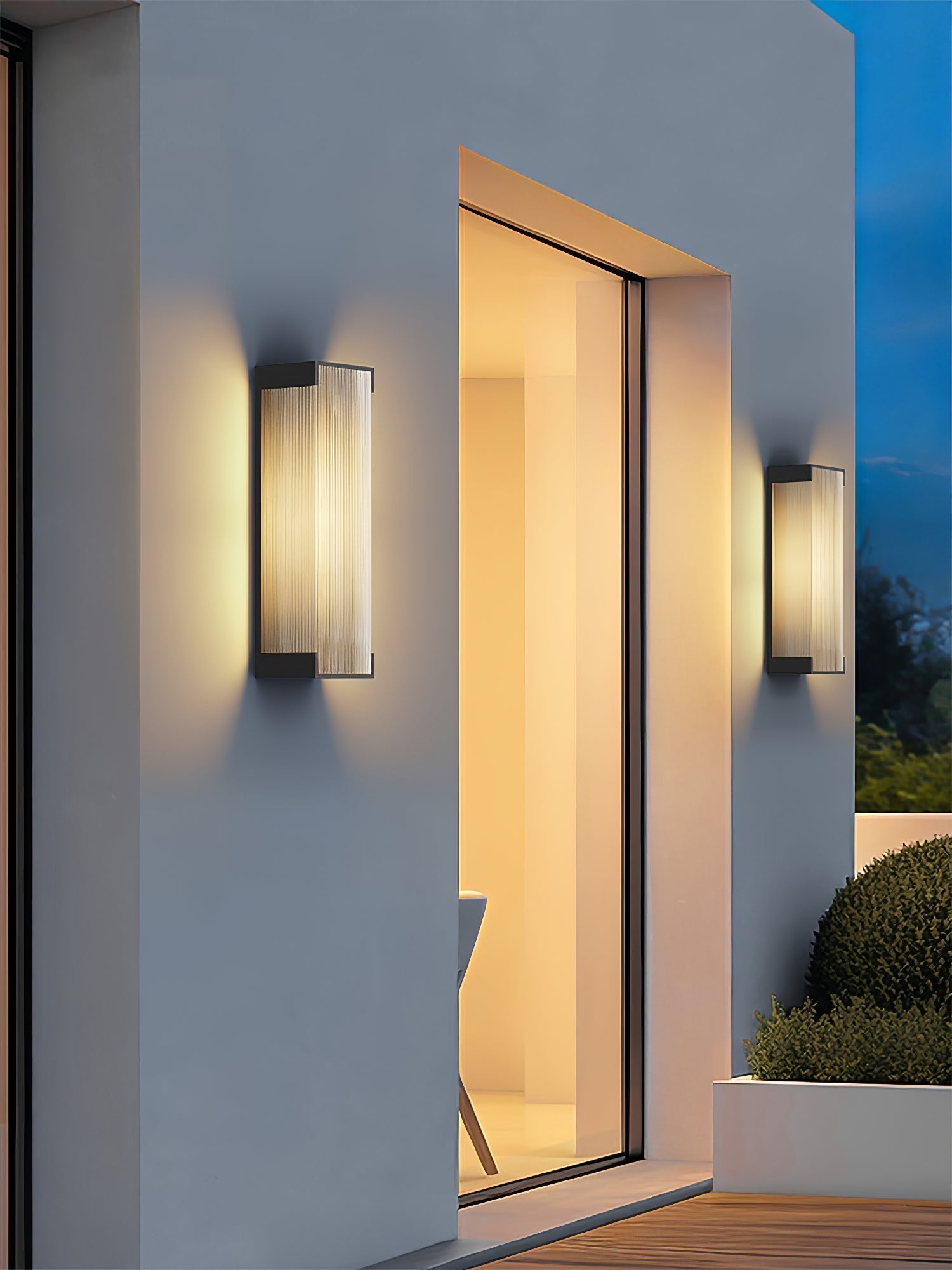 Modern Rectangular Outdoor LED Wall Sconce Waterproof Black Stainless Steel Exterior Light Fixture