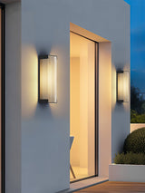 Modern Rectangular Outdoor LED Wall Sconce Waterproof Black Stainless Steel Exterior Light Fixture