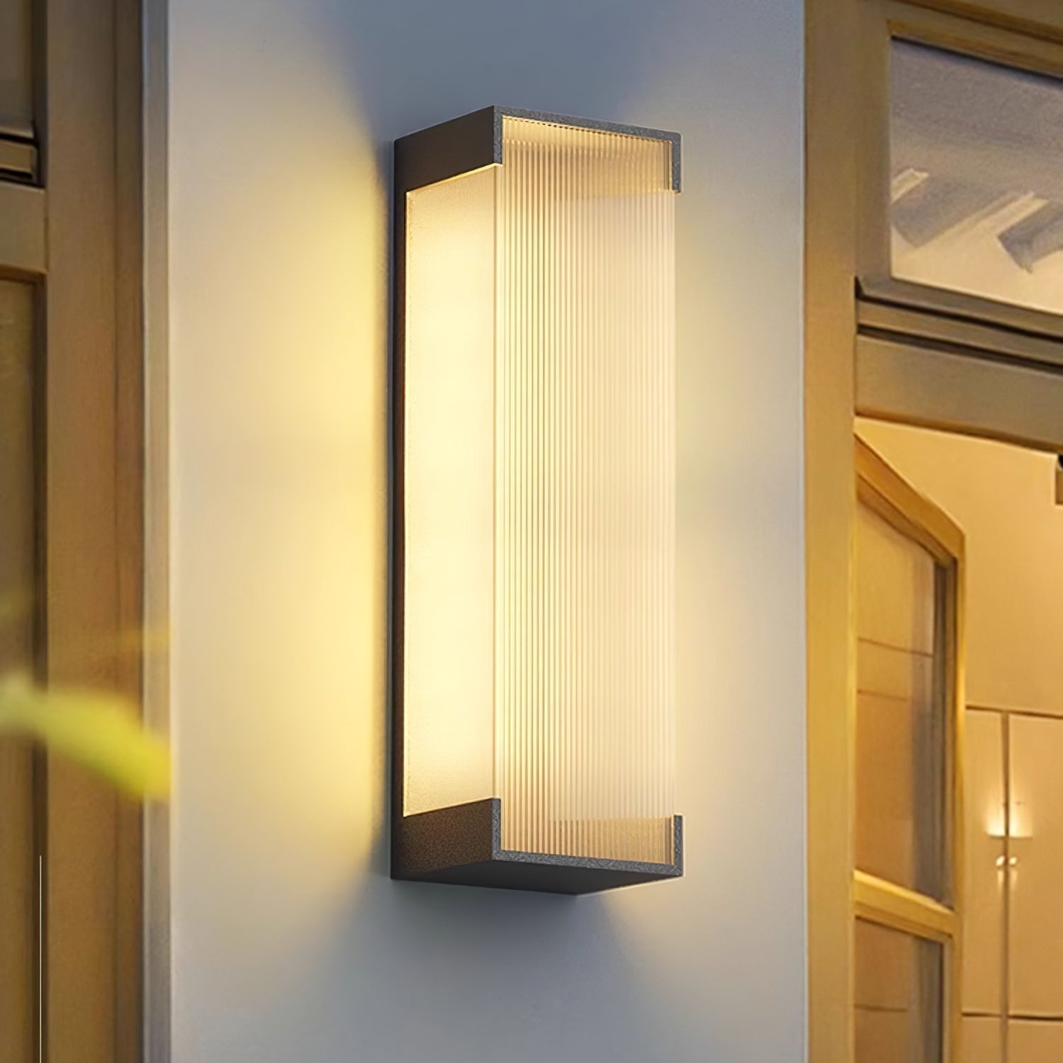 Modern Rectangular Outdoor LED Wall Sconce Waterproof Black Stainless Steel Exterior Light Fixture