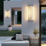 Modern Rectangular Outdoor LED Wall Sconce Waterproof Black Stainless Steel Exterior Light Fixture