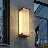 Modern Rectangular Outdoor LED Wall Sconce Waterproof Black Stainless Steel Exterior Light Fixture