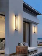 Modern Rectangular Outdoor LED Wall Sconce Waterproof Black Stainless Steel Exterior Light Fixture