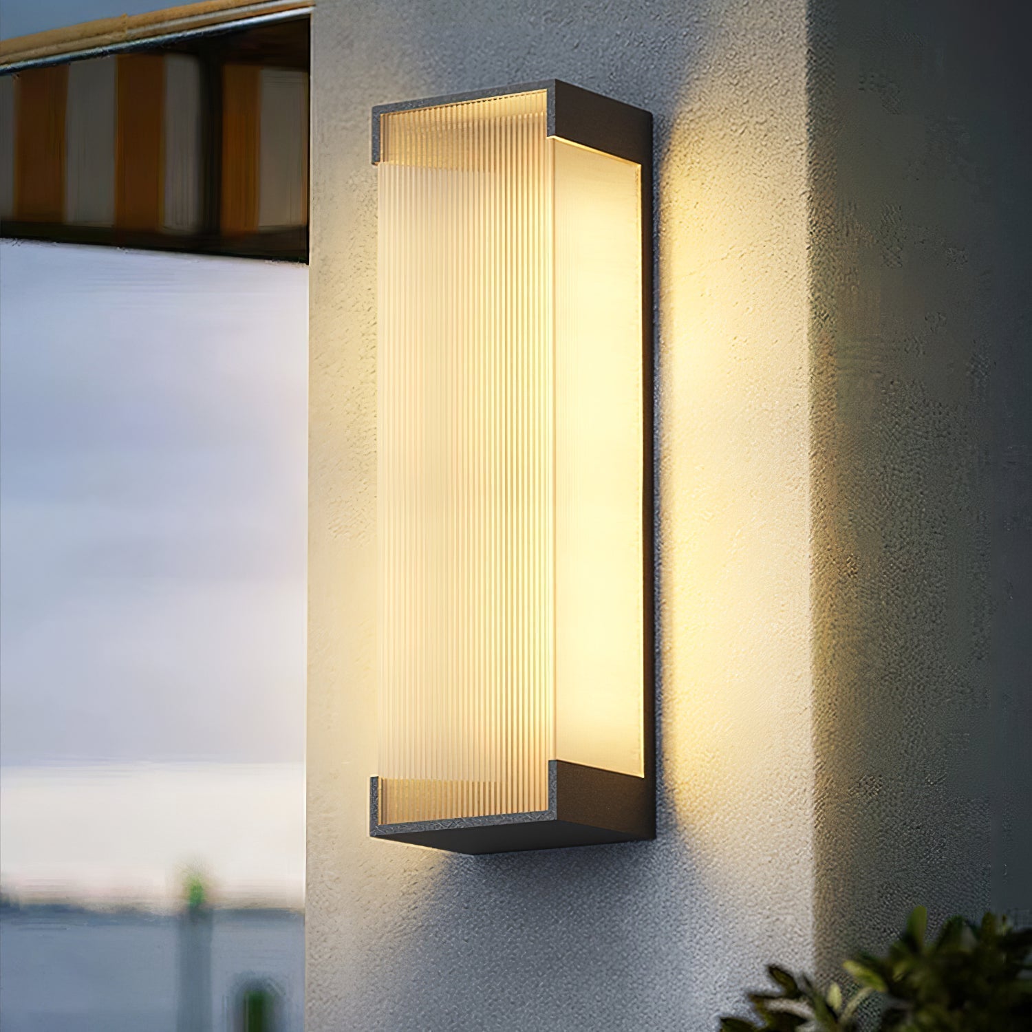 Modern Rectangular Outdoor LED Wall Sconce Waterproof Black Stainless Steel Exterior Light Fixture