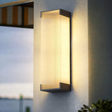 Modern Rectangular Outdoor LED Wall Sconce Waterproof Black Stainless Steel Exterior Light Fixture