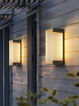 Modern Rectangular Outdoor LED Wall Sconce Waterproof Black Stainless Steel Exterior Light Fixture