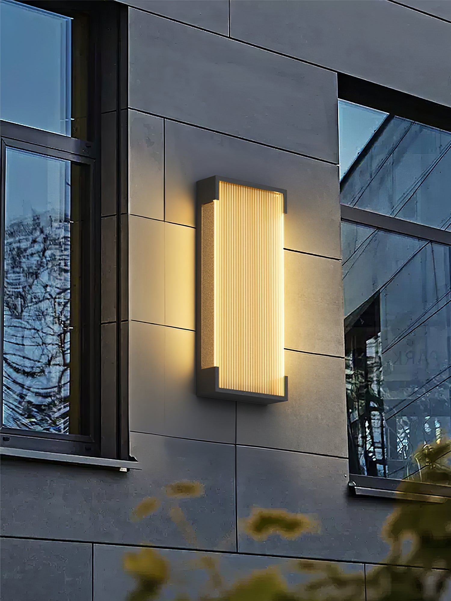 Modern Rectangular Outdoor LED Wall Sconce Waterproof Black Stainless Steel Exterior Light Fixture