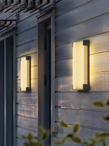 Modern Rectangular Outdoor LED Wall Sconce Waterproof Black Stainless Steel Exterior Light Fixture