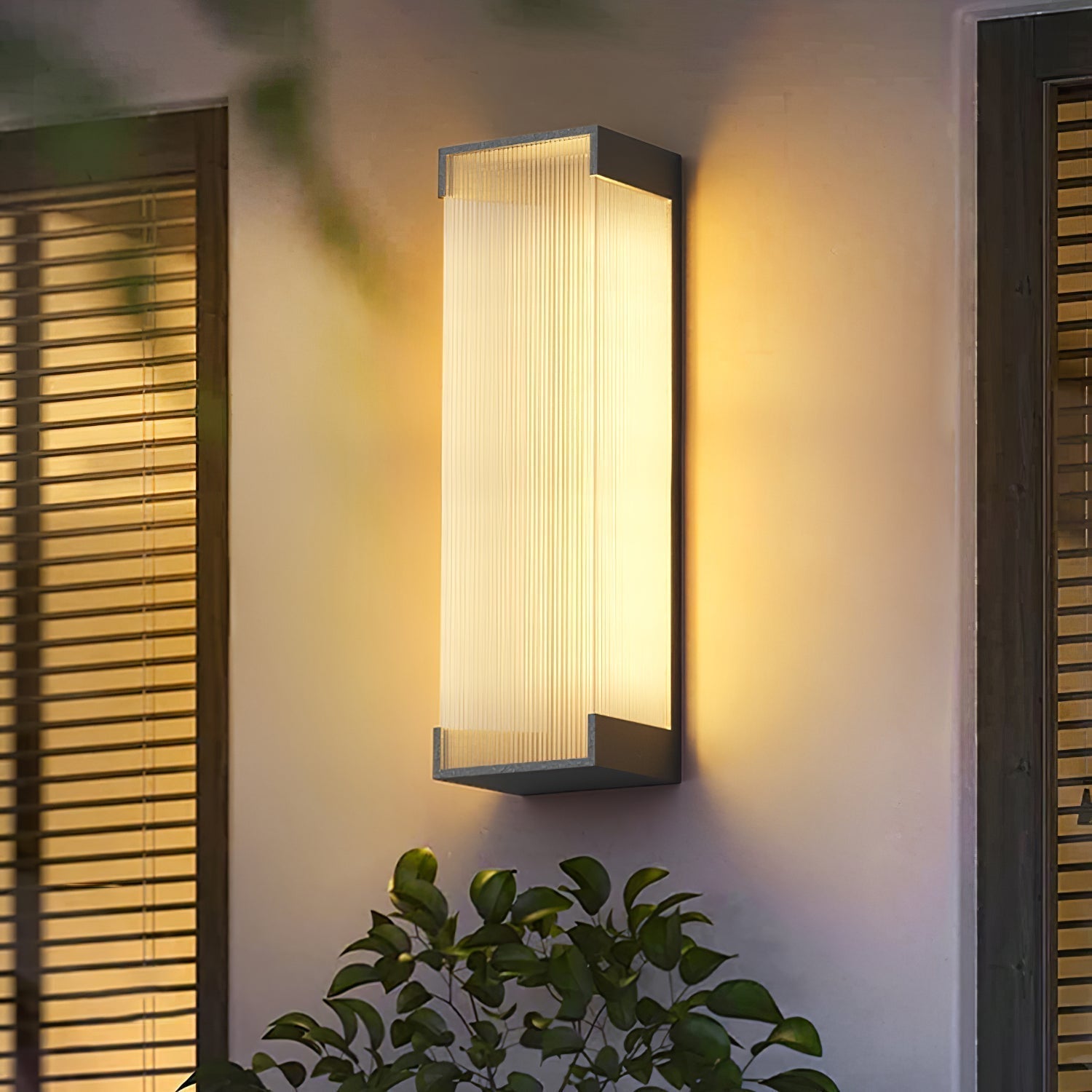 Modern Rectangular Outdoor LED Wall Sconce Waterproof Black Stainless Steel Exterior Light Fixture