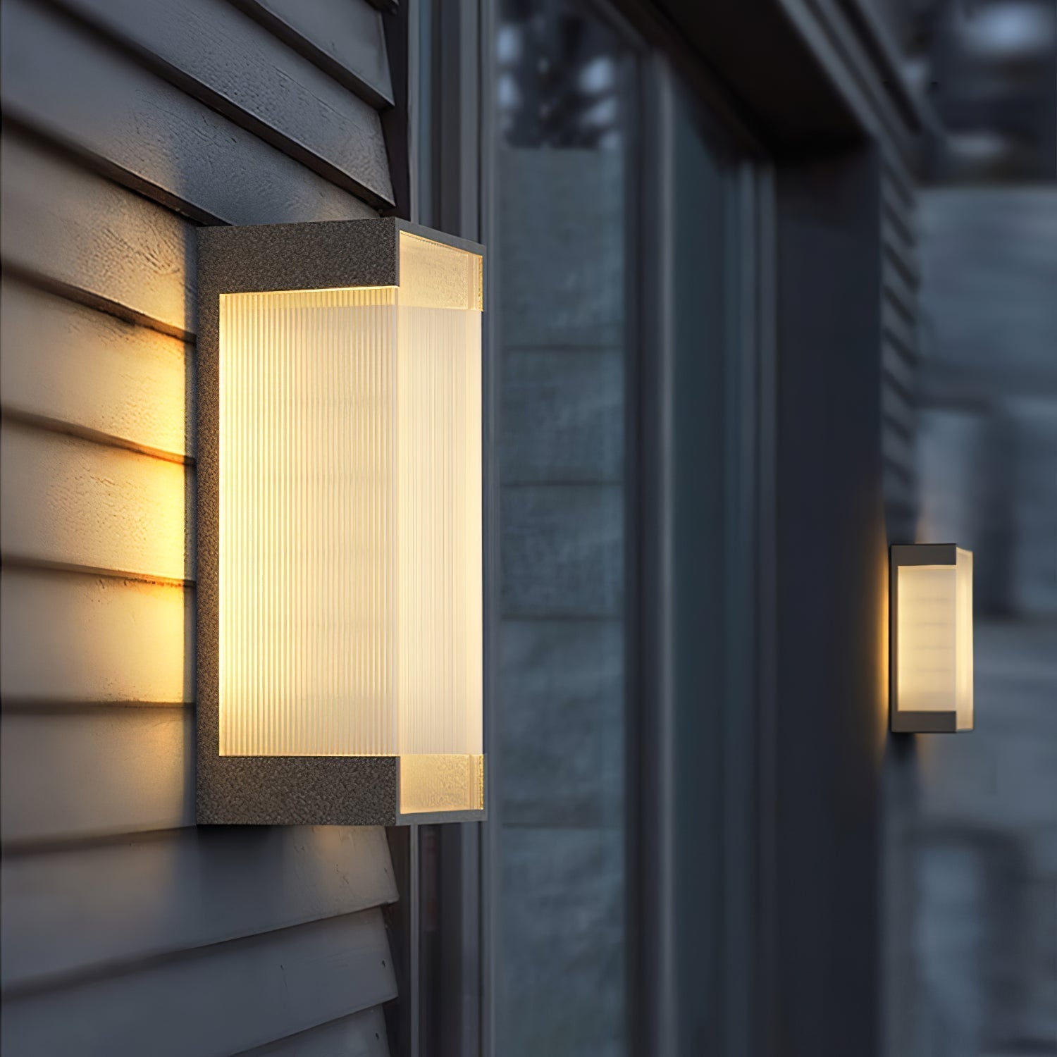 Modern Rectangular Outdoor LED Wall Sconce Waterproof Black Stainless Steel Exterior Light Fixture
