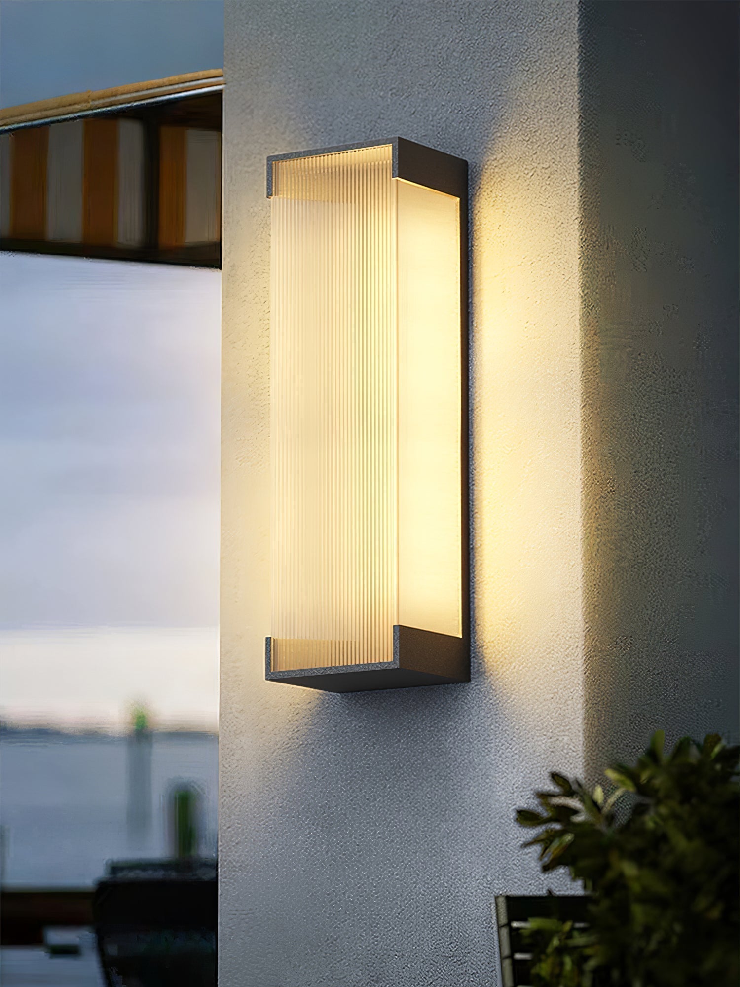 Modern Rectangular Outdoor LED Wall Sconce Waterproof Black Stainless Steel Exterior Light Fixture