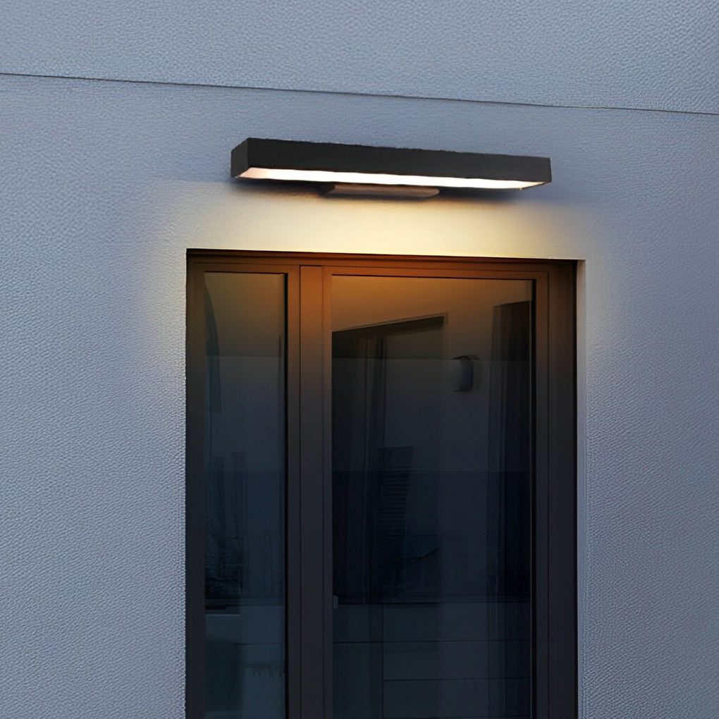 Modern Rectangular Outdoor LED Wall Sconce with Motion Sensor Waterproof IP65 Black Finish