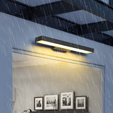 Modern Rectangular Outdoor LED Wall Sconce with Motion Sensor Waterproof IP65 Black Finish