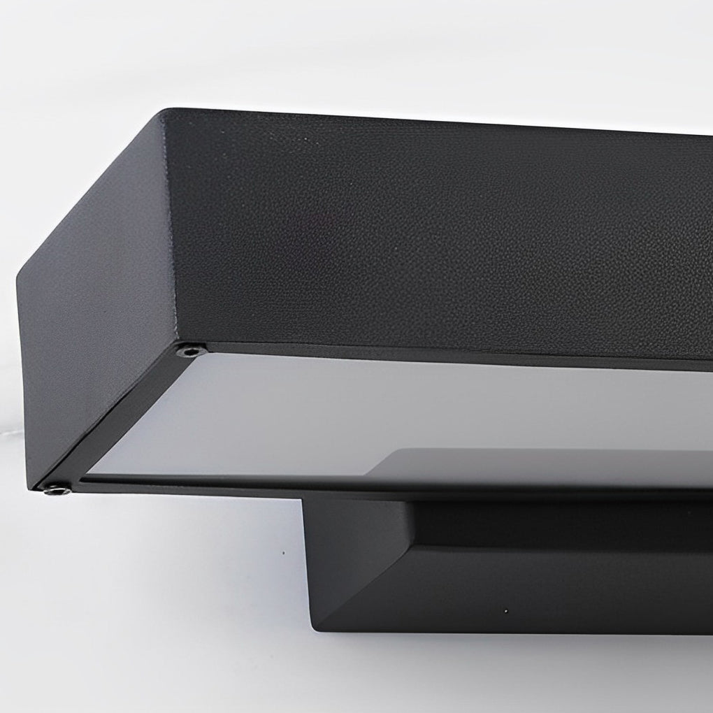 Modern Rectangular Outdoor LED Wall Sconce with Motion Sensor Waterproof IP65 Black Finish
