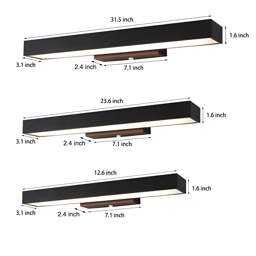 Modern Rectangular Outdoor LED Wall Sconce with Motion Sensor Waterproof IP65 Black Finish