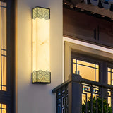 Modern Rectangular Resin LED Waterproof Outdoor Wall Sconce for Garden Porch and Patio Black Exterior Light