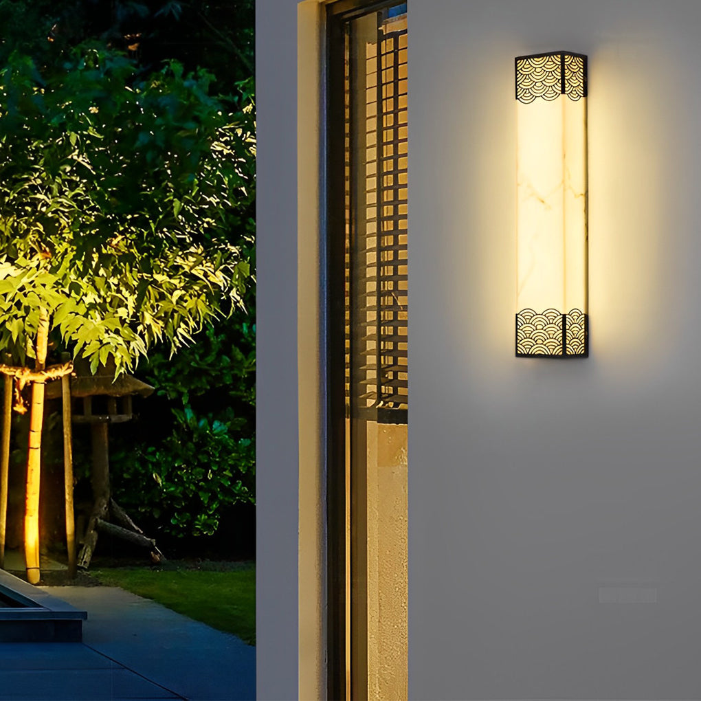 Modern Rectangular Resin LED Waterproof Outdoor Wall Sconce for Garden Porch and Patio Black Exterior Light