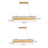 Modern Rectangular Rubber Wood LED Pendant Light for Dining Room and Kitchen Island