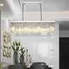 Modern Rectangular Silver Crystal Chandelier 3 Step Dimming Nordic Pendant Light for Dining Room