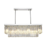 Modern Rectangular Silver Crystal Chandelier 3 Step Dimming Nordic Pendant Light for Dining Room