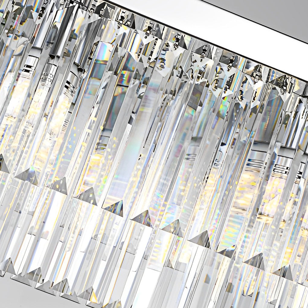 Modern Rectangular Silver Crystal Chandelier 3 Step Dimming Nordic Pendant Light for Dining Room