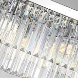 Modern Rectangular Silver Crystal Chandelier 3 Step Dimming Nordic Pendant Light for Dining Room