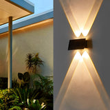Modern Rectangular Solar LED Wall Lamp Waterproof Outdoor Up and Down Lighting Sconce