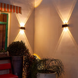 Modern Rectangular Solar LED Wall Lamp Waterproof Outdoor Up and Down Lighting Sconce
