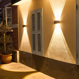 Modern Rectangular Solar LED Wall Lamp Waterproof Outdoor Up and Down Lighting Sconce