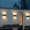 Modern Rectangular Solar LED Wall Sconce Waterproof Up and Down Outdoor Porch Light for Garden and Patio