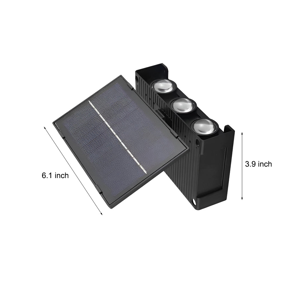 Modern Rectangular Solar LED Wall Sconce Waterproof Up and Down Outdoor Porch Light for Garden and Patio