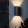 Modern Rectangular Solar Powered LED Outdoor Wall Sconce Waterproof Up and Down Exterior Porch Lighting