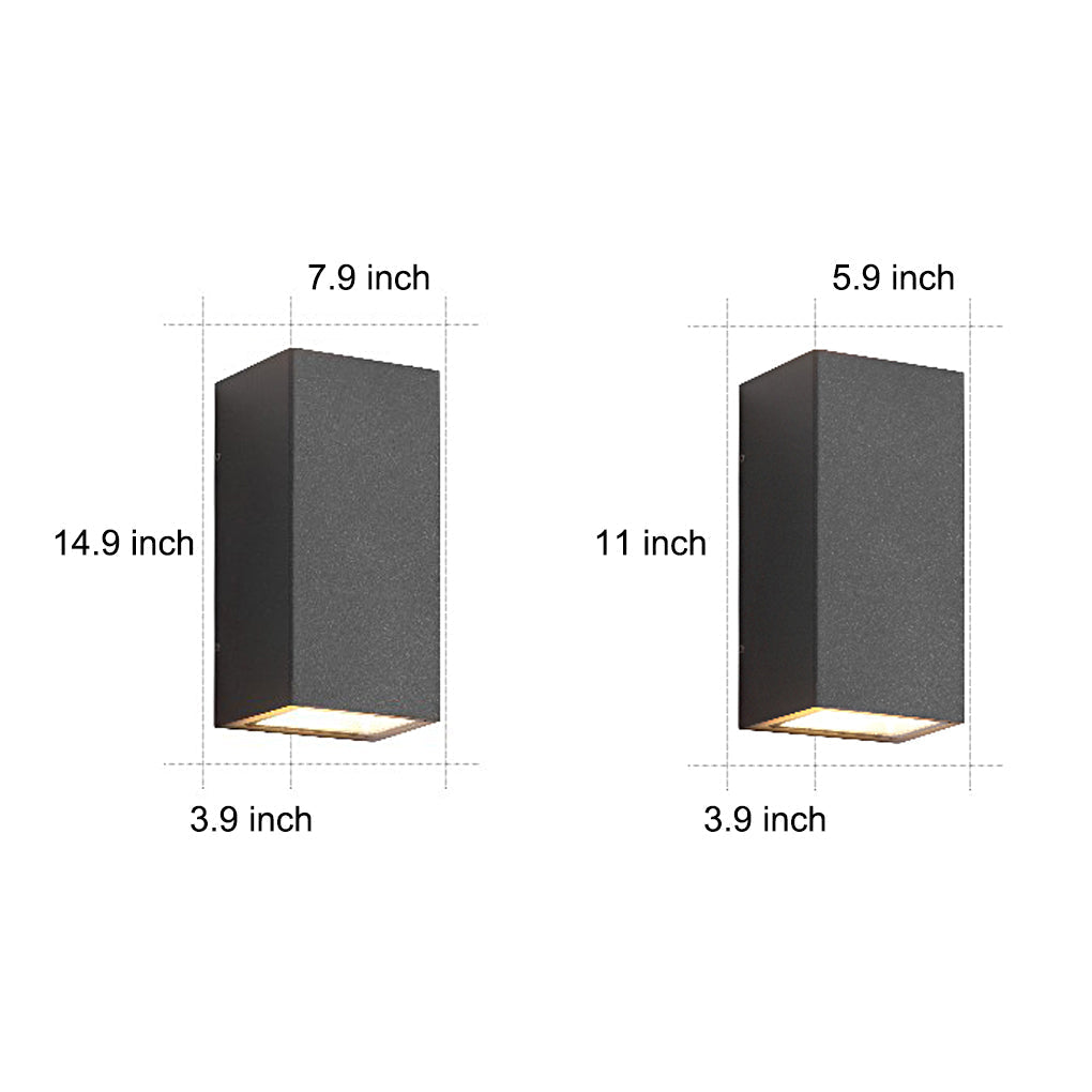 Modern Rectangular Solar Powered LED Outdoor Wall Sconce Waterproof Up and Down Exterior Porch Lighting